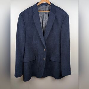 52L Men's Afazzy Navy Blue Microcord Curdoroy Sports Coat Travel Blazer Big Tall